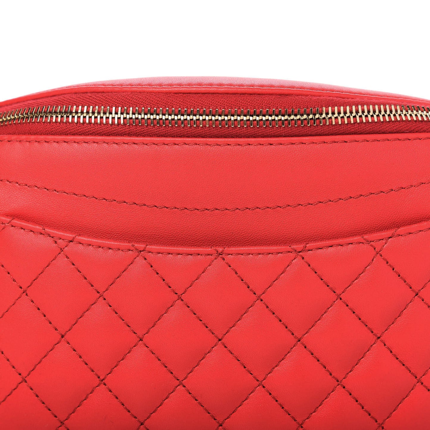 Lambskin Quilted Waist Belt Bag Red