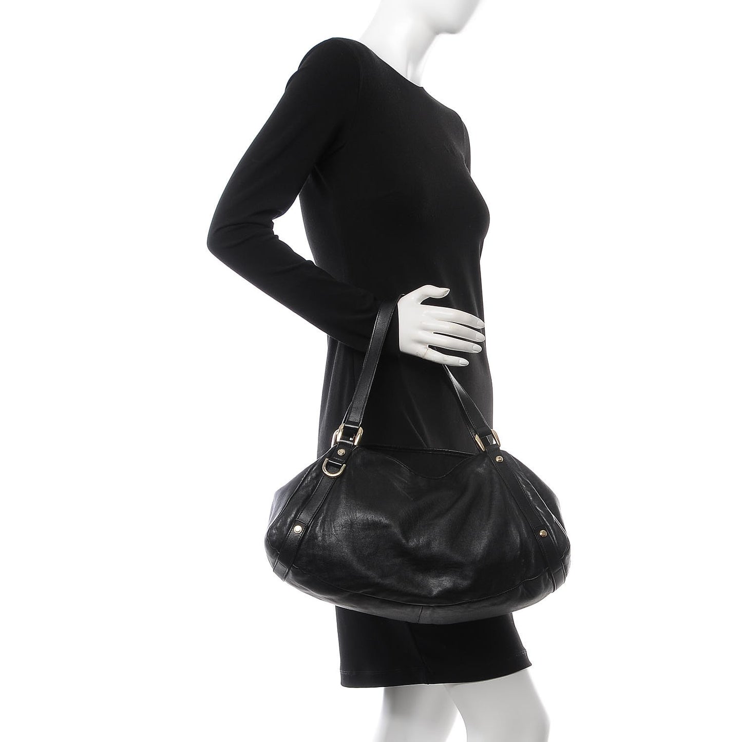 Calfskin Medium Abbey Shoulder Bag Black