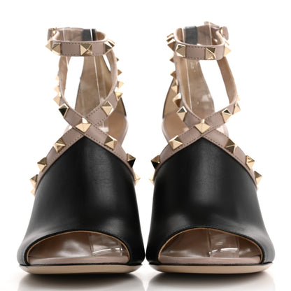 Valentino Garavani Calfskin Rockstud Strap Sandals 37 Black Poudre 3 of 11