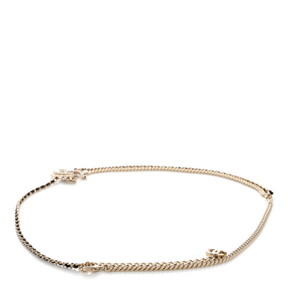 Chanel Lambskin Pearl Crystal Chain CC Belt 85 34 Gold Pearly White Black 2 of 5