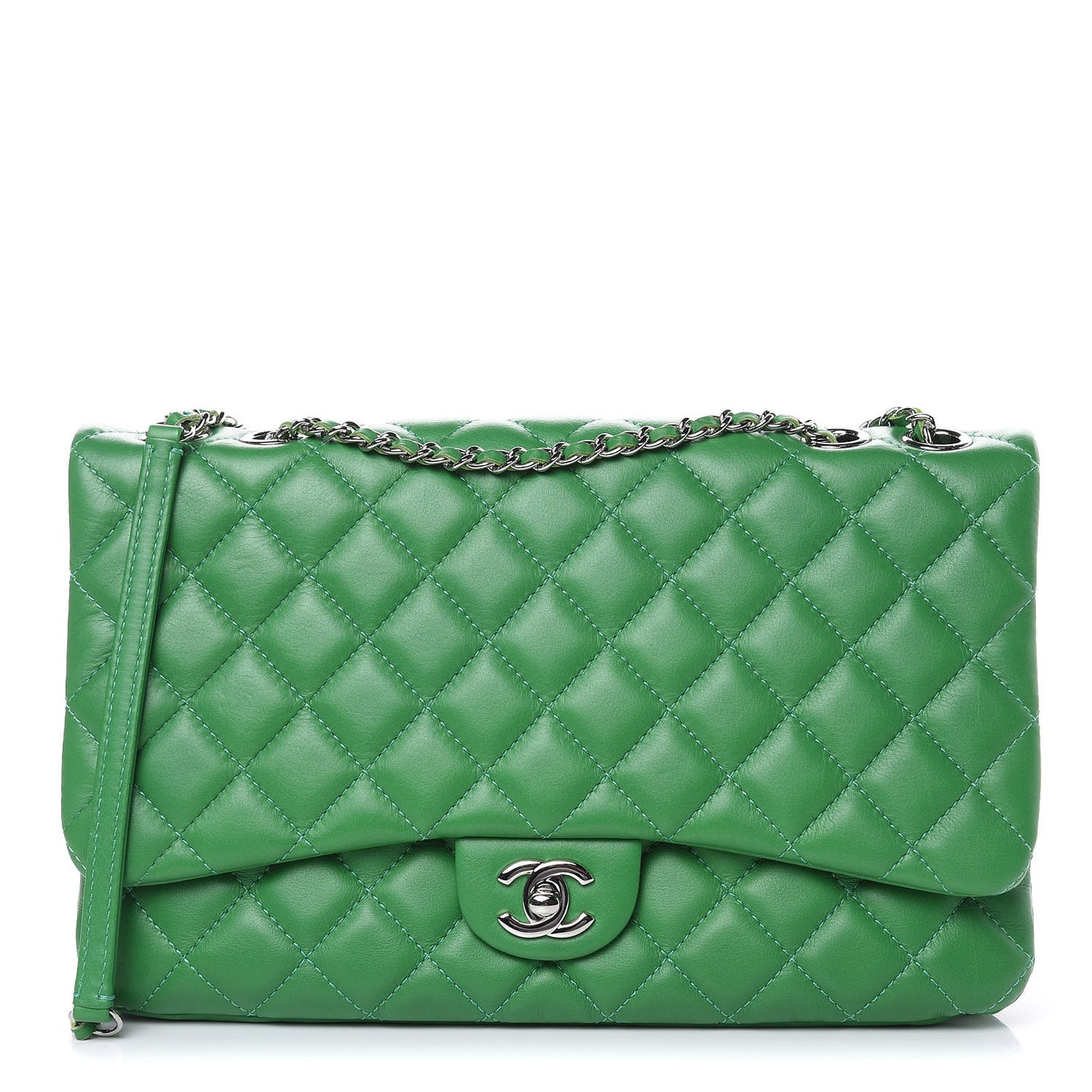Calfskin Quilted Tender Touch Flap Bag Green