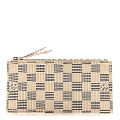 Louis Vuitton Damier Azur Felicie Chain Wallet Zippered Insert Rose Ballerine 1 of 7