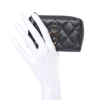 Chanel Iridescent Caviar Quilted Zipped Key Holder Case Black 2 of 11