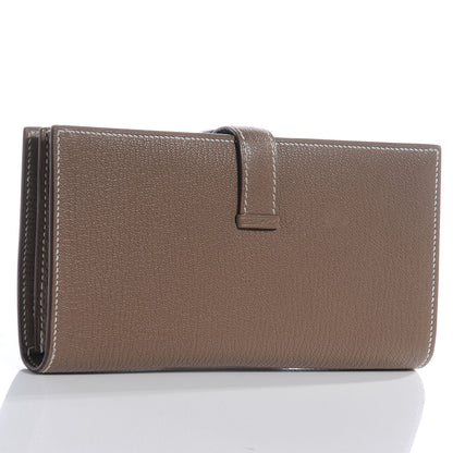 Hermes Chèvre Mysore Bearn Gusset Wallet Etoupe 2 of 7