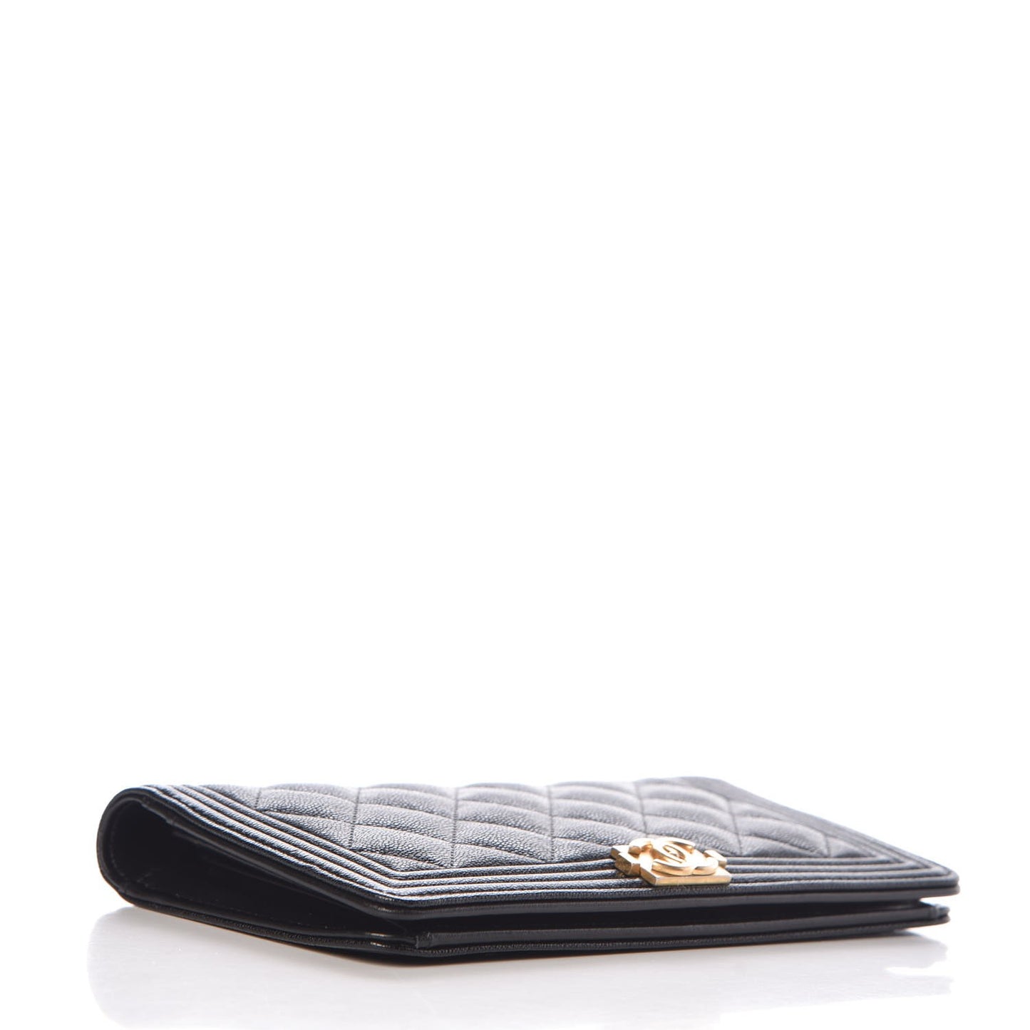 Caviar Quilted Boy Yen Wallet Black