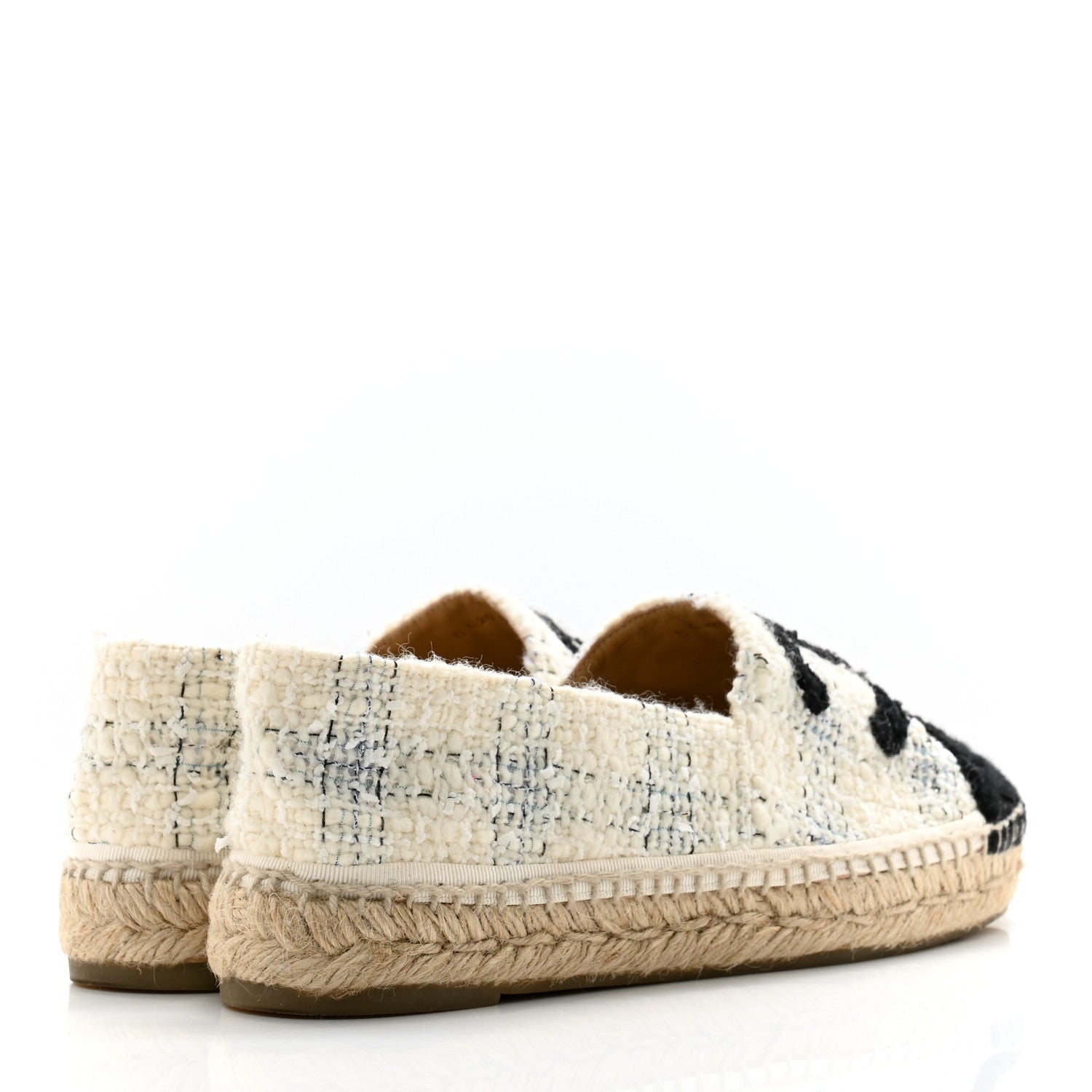 Chanel Tweed CC Espadrilles 38 Ecru White Blue Black 3 of 11