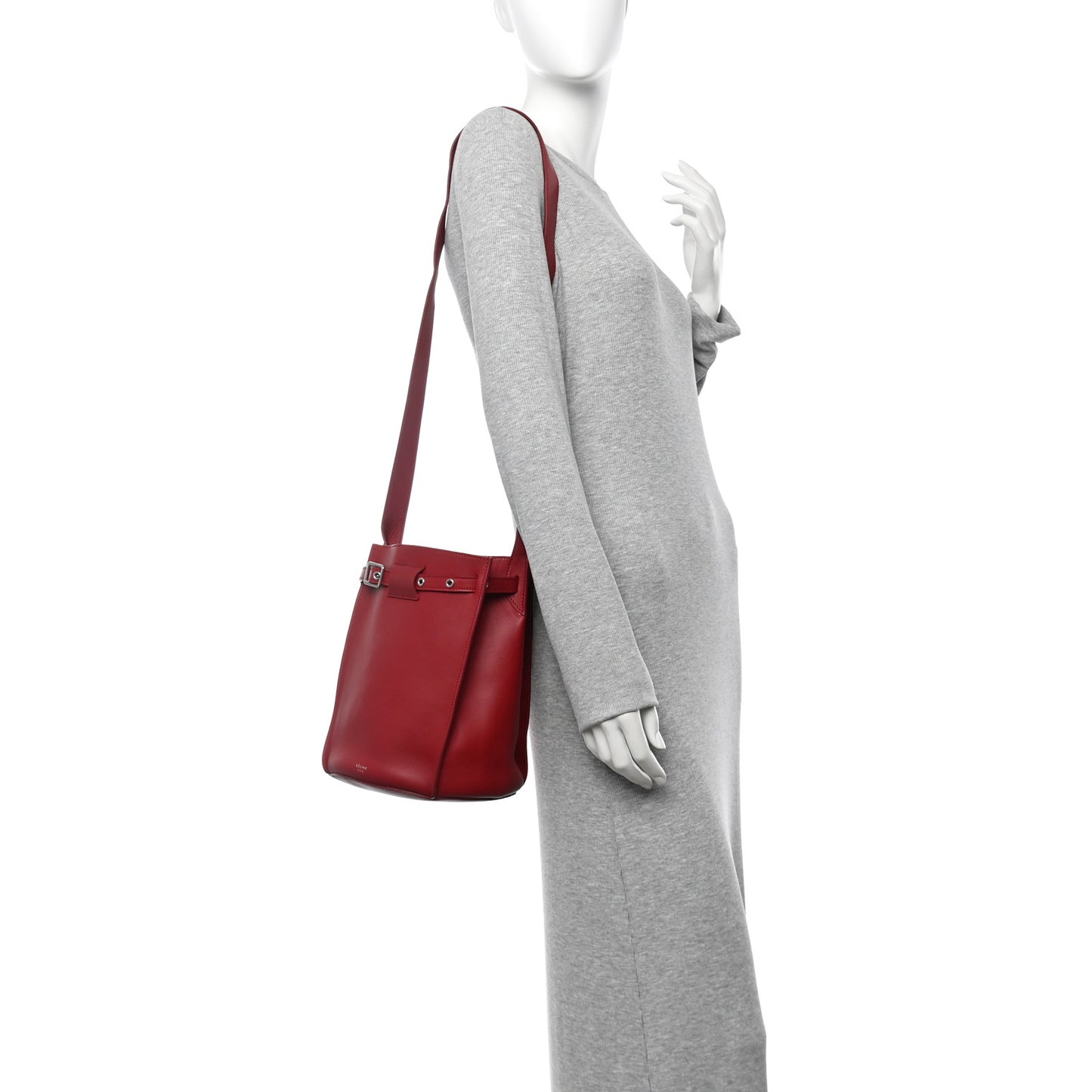 Supple Grained Calfskin Big Bag Bucket Red