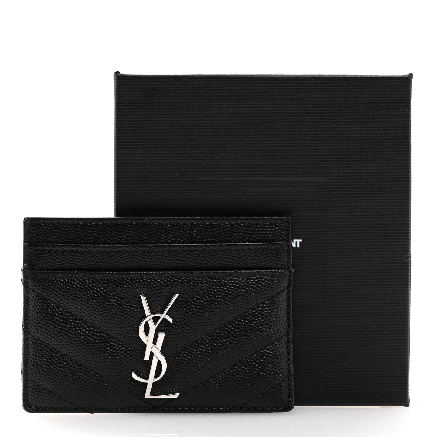 Grain De Poudre Matelasse Chevron Monogram Credit Card Case Black
