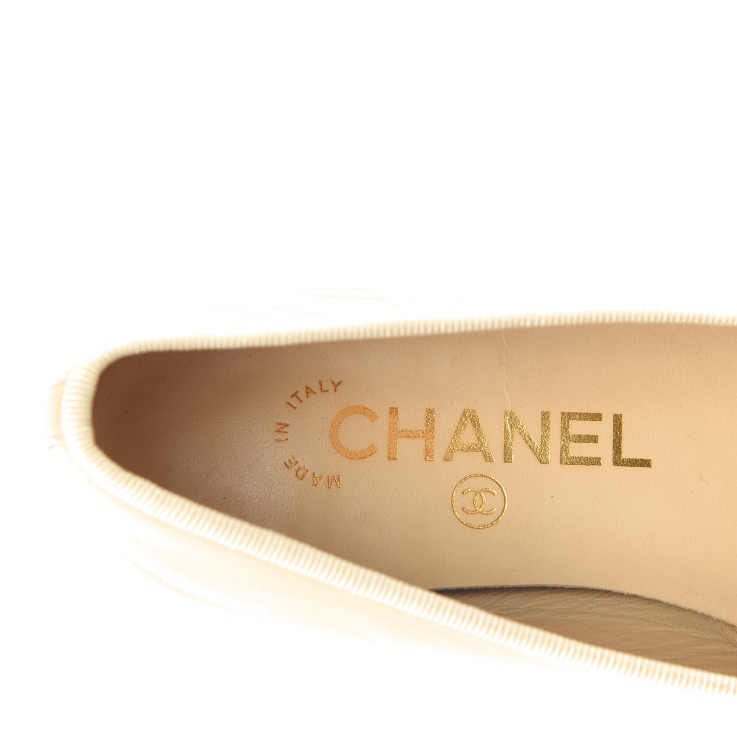 Lambskin Cap Toe CC Ballerina Flats 36.5 Beige Black