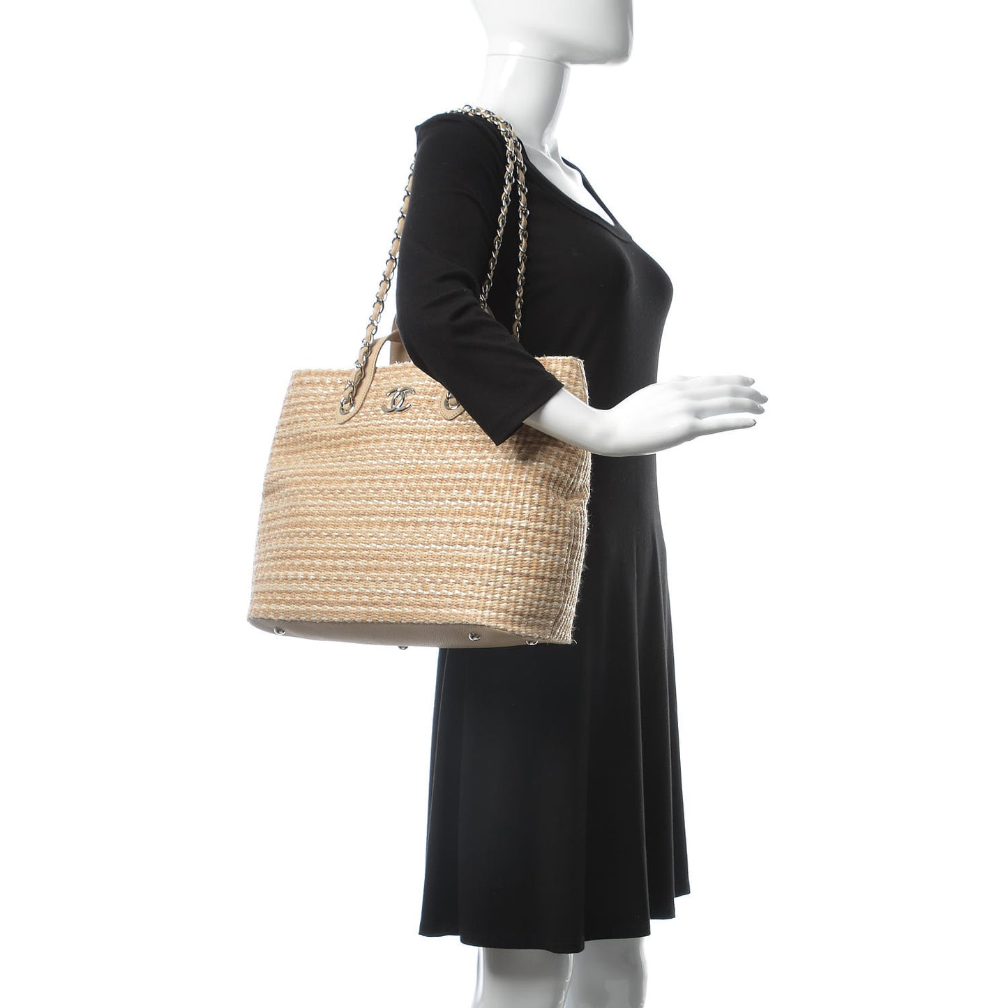 Woven Straw Tote Beige