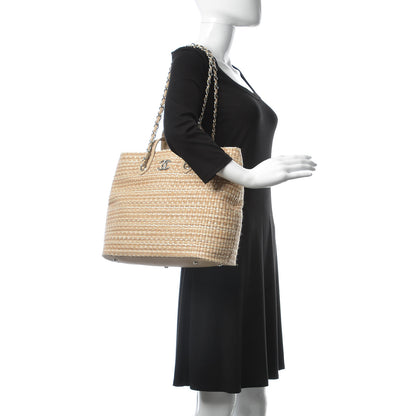 Chanel Woven Straw Tote Beige 2 of 9
