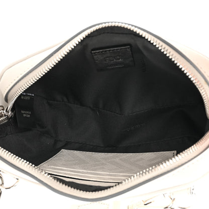 Fendi Shiny Glazed Fabric Vitello Cover FF 1974 Logo Small Camera Case Perla Ghiaia 5 of 13