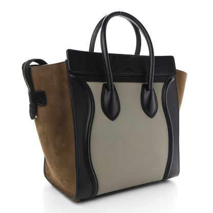 Celine Baby Grained Calfskin Suede Mini Tri-Color Luggage Stone 2 of 9