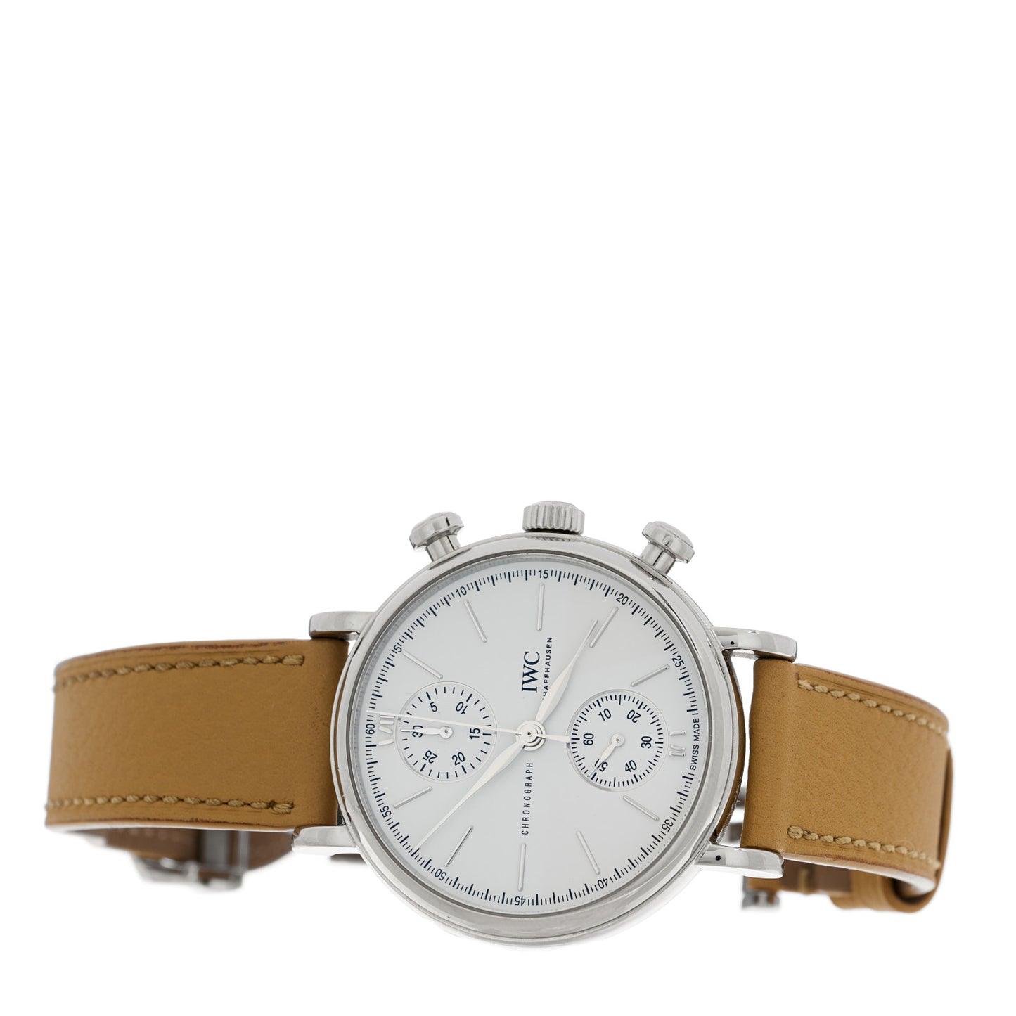 Stainless Steel Calfskin 39mm Portofino Chronograph Automatic Watch IWC391502