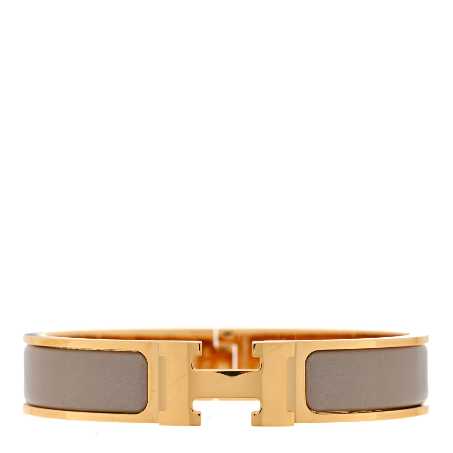 Enamel Narrow Clic Clac H Bracelet PM Marron Glace