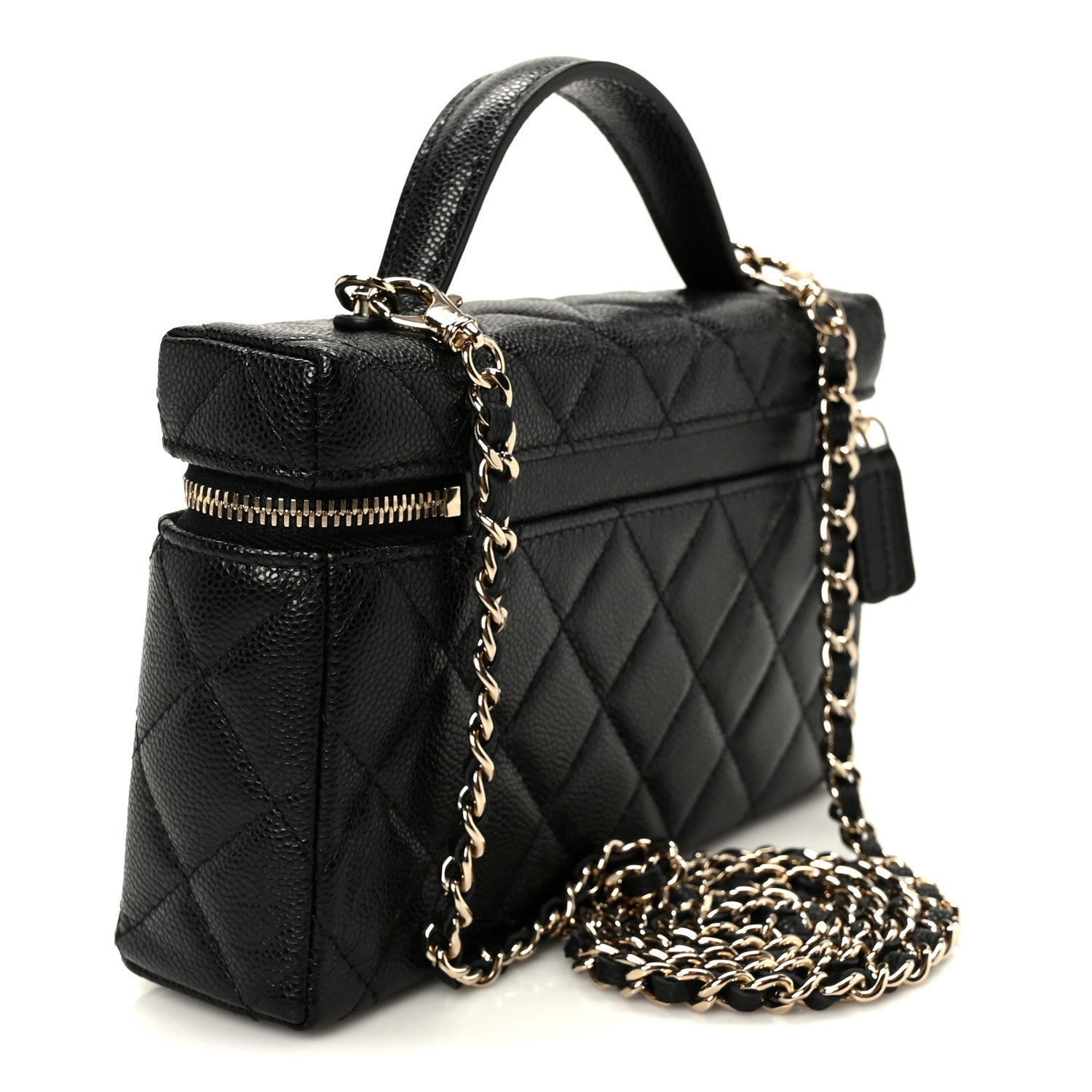Chanel Caviar Quilted Top Handle Slim Vanity With Chain Black 3 of 11