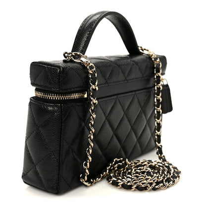 Chanel Caviar Quilted Top Handle Slim Vanity With Chain Black 3 of 11