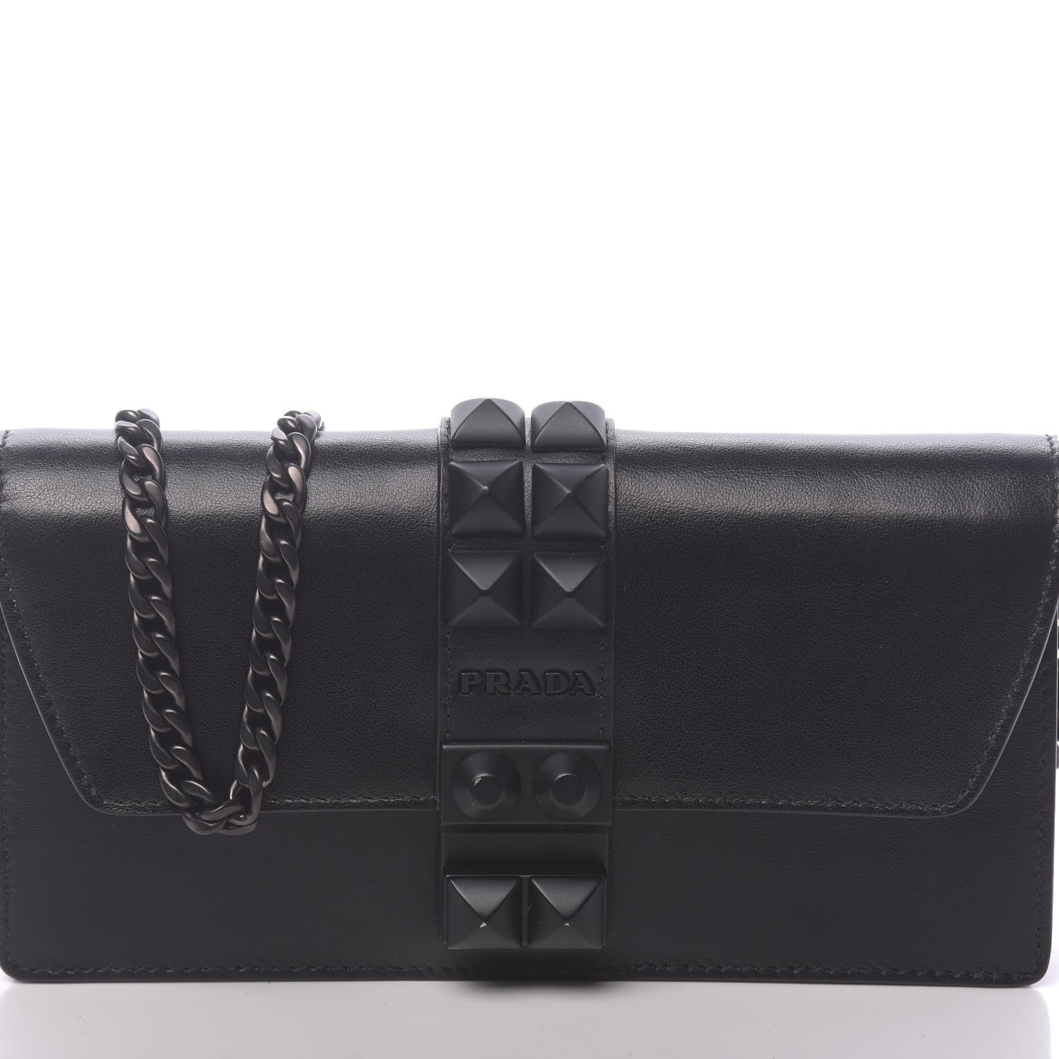 Prada City Calfskin Studded Mini Elektra Crossbody Bag Black 9 of 9