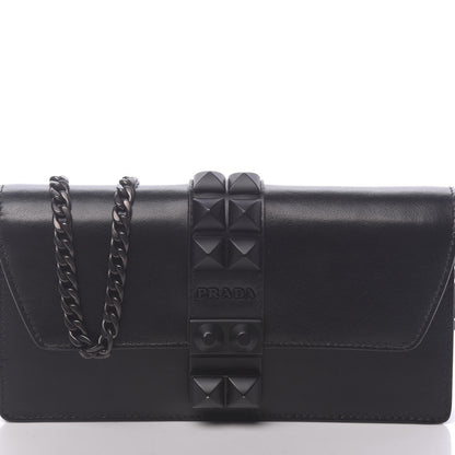 Prada City Calfskin Studded Mini Elektra Crossbody Bag Black 9 of 9