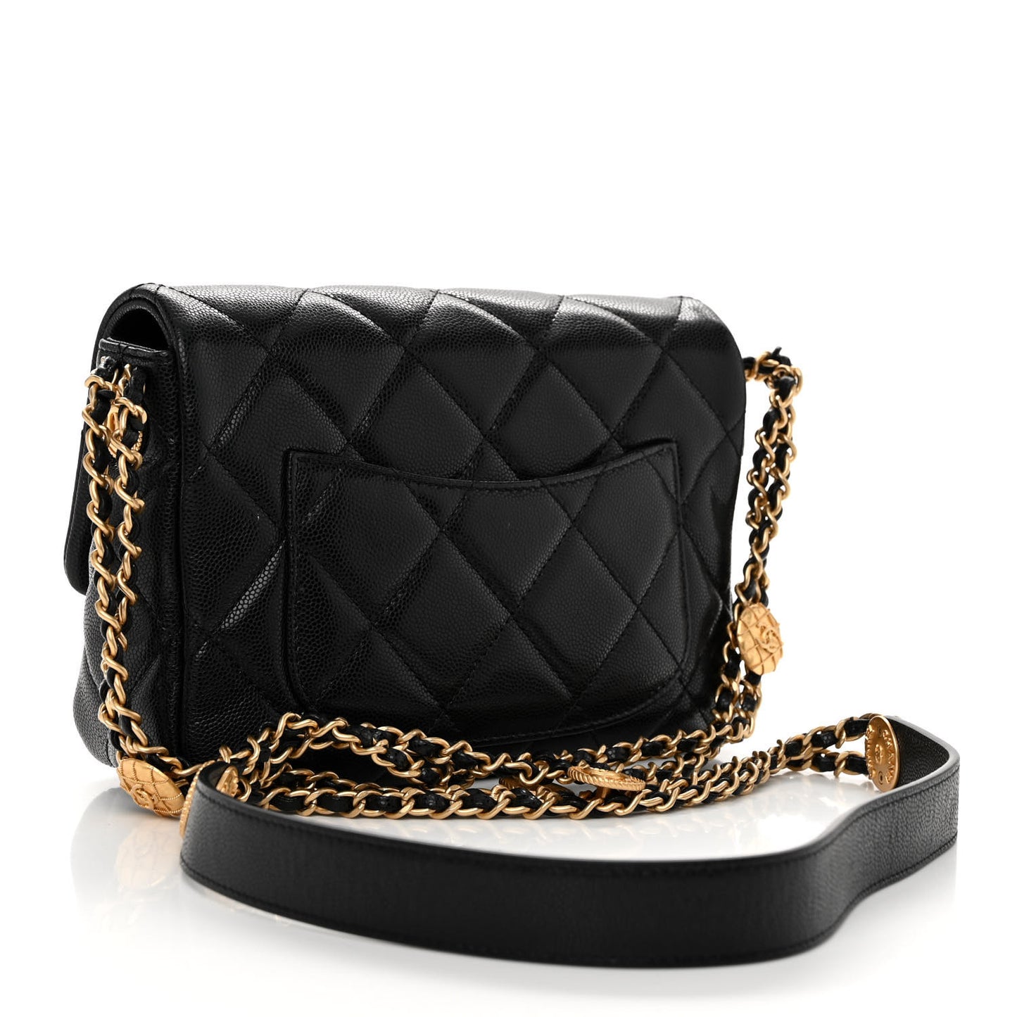Caviar Quilted Small Twist Your Buttons Flap Black