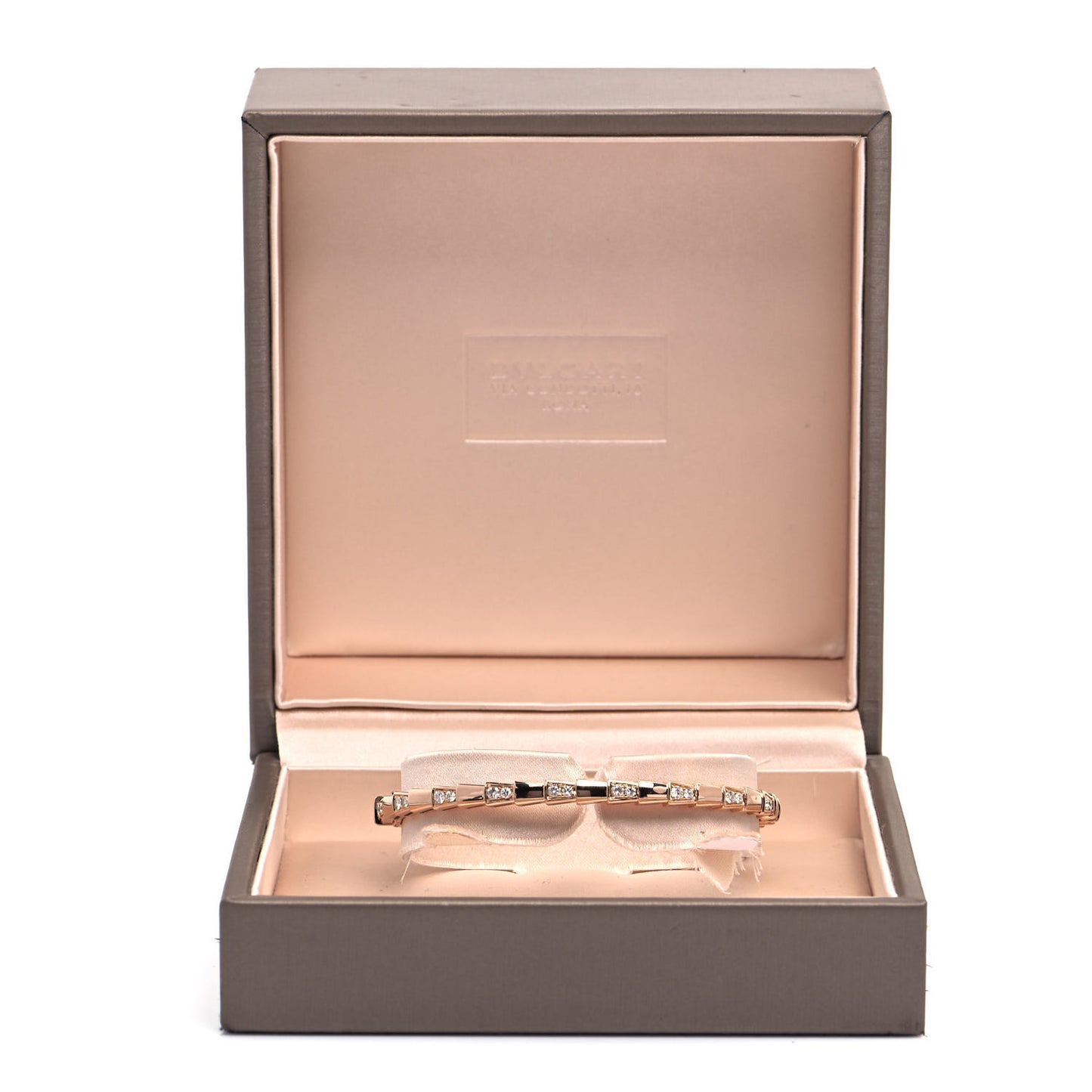 18K Rose Gold Diamond Serpenti Viper Bangle Bracelet M