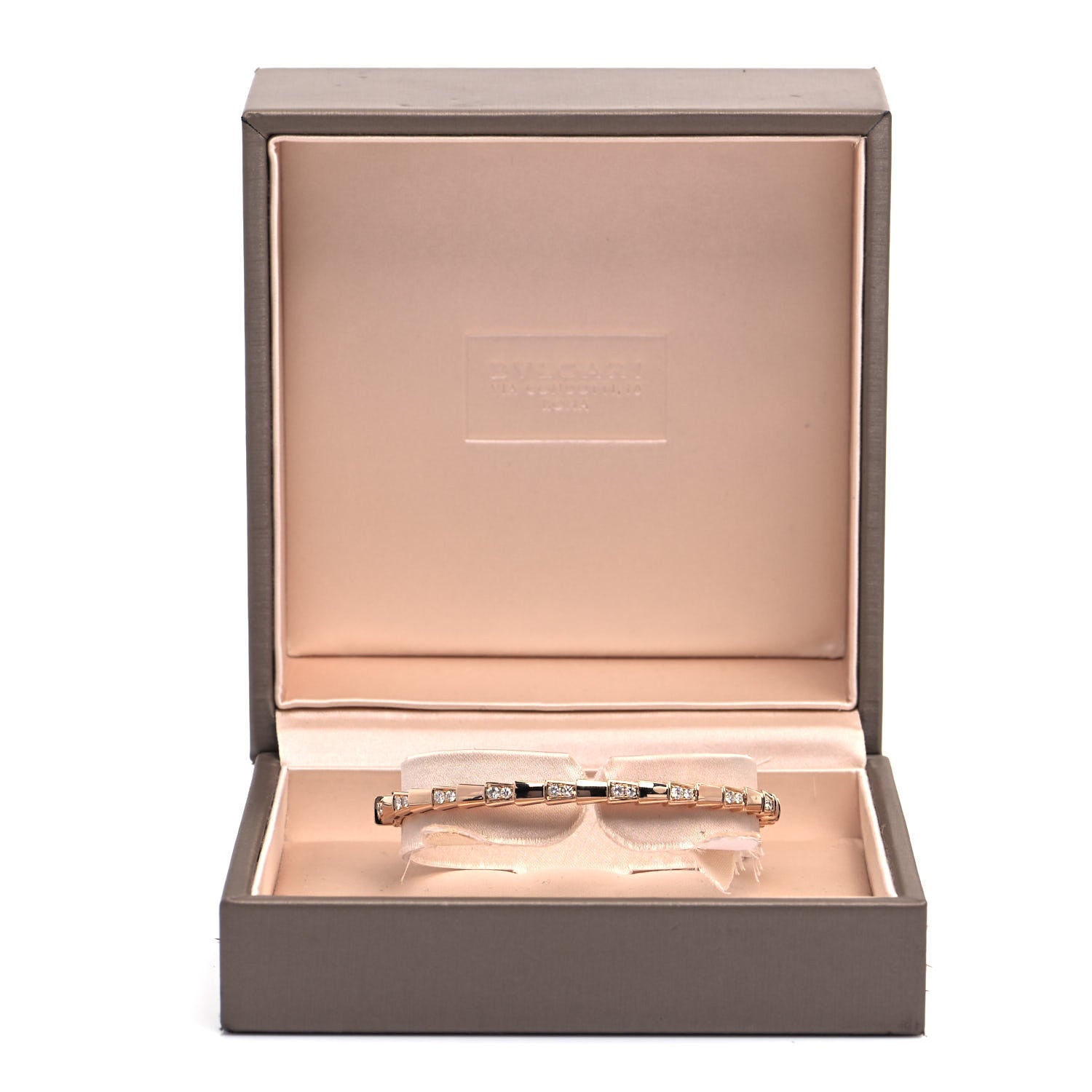 Bulgari 18K Rose Gold Diamond Serpenti Viper Bangle Bracelet M 5 of 5