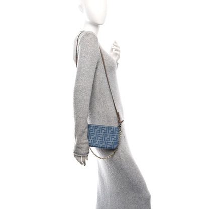 Fendi Denim Vitello King F is Fendi FF Embroidered Baguette Pouch Denim Sand 2 of 11