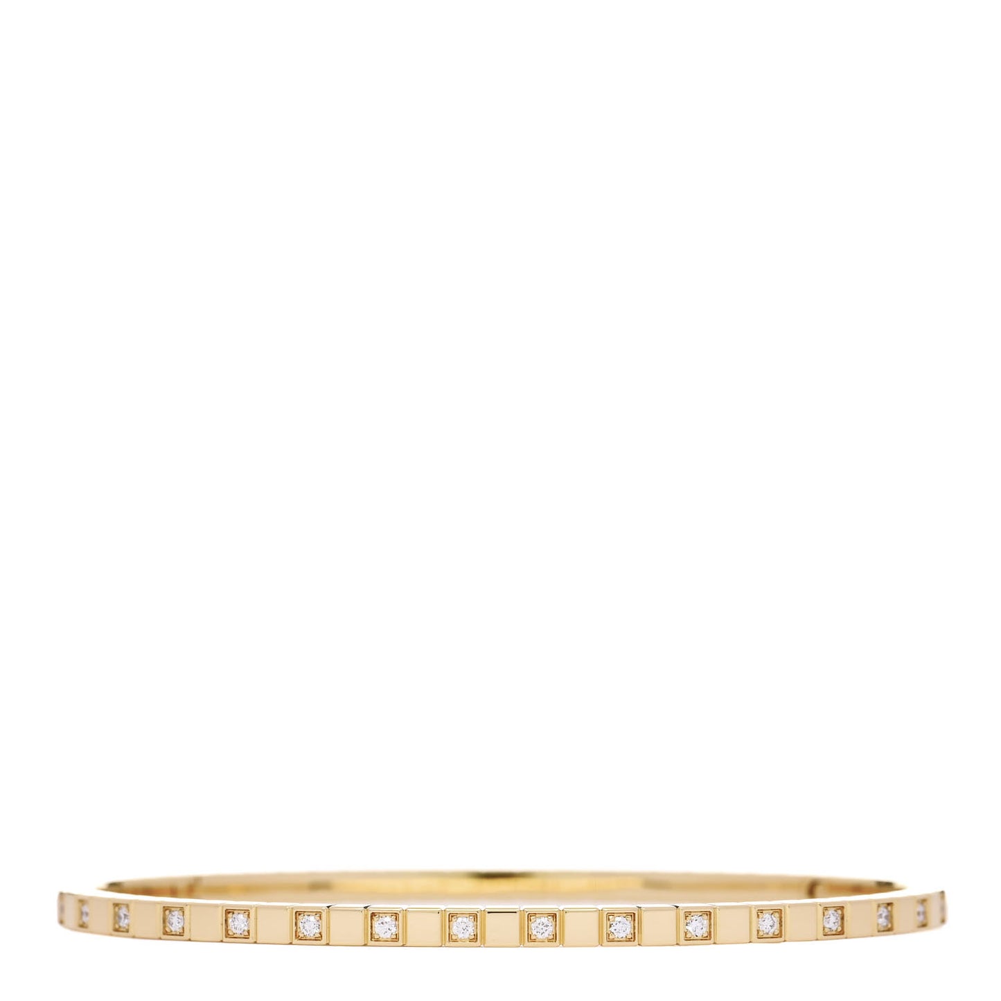 18K Yellow Gold Diamond Ice Cube Half Set Bangle Bracelet