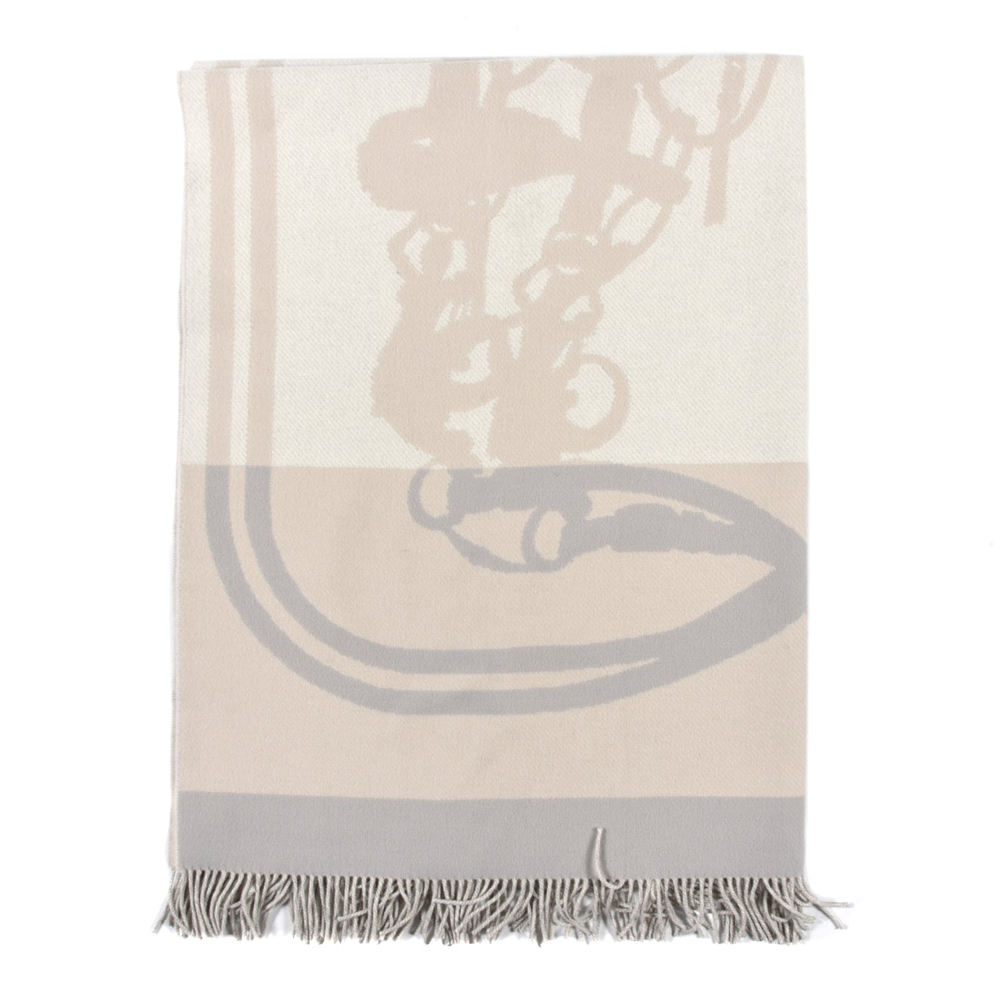 Cashmere Wool Brides De Gala Plaid Blanket Gris Perle