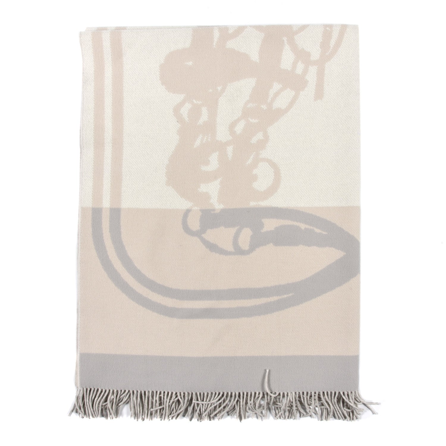 Hermes Cashmere Wool Brides De Gala Plaid Blanket Gris Perle 1 of 3
