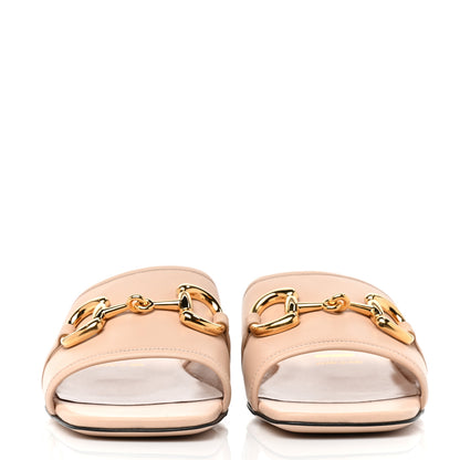 Gucci Nappa Horsebit Flat Slide Sandals 38 Skin Rose 2 of 8