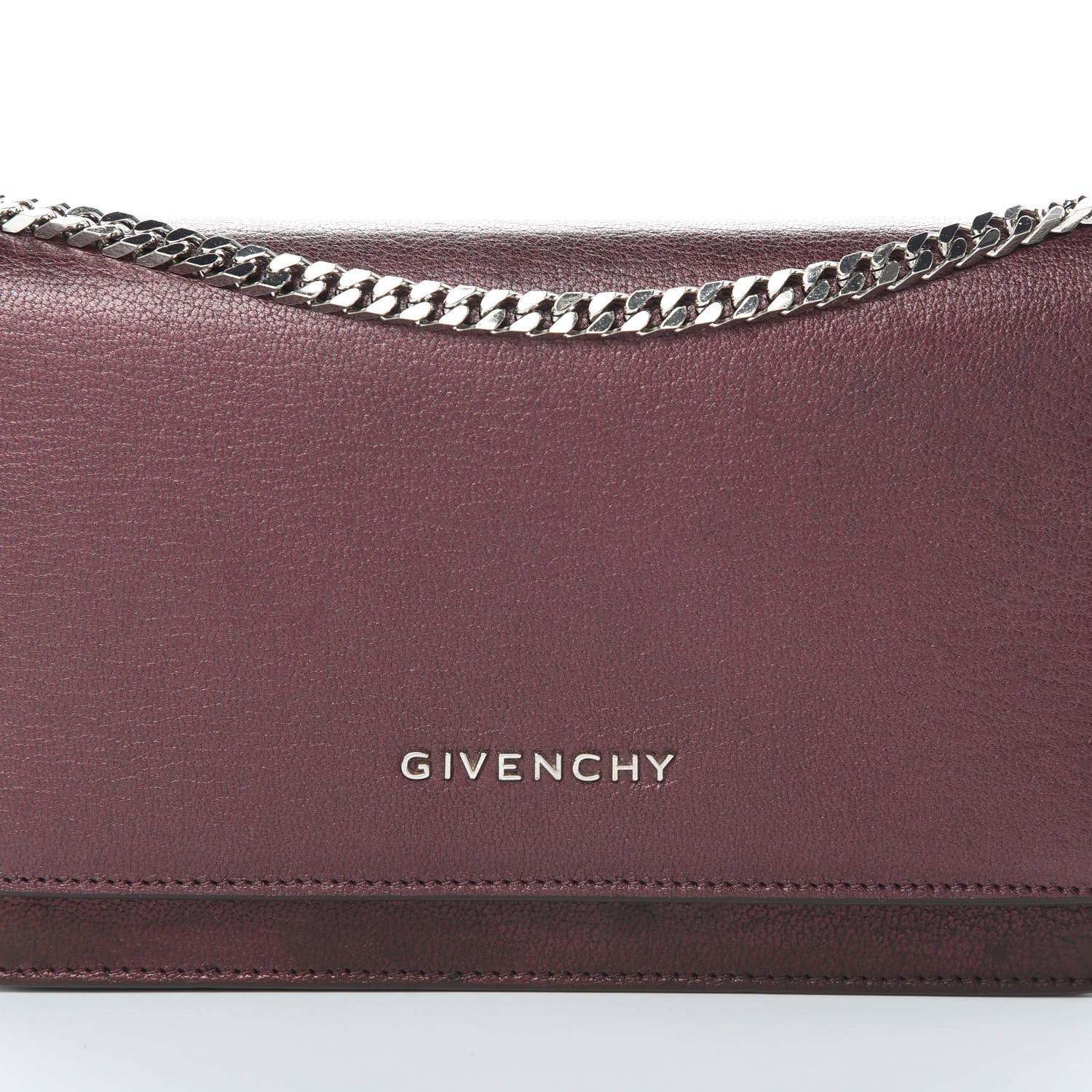 Givenchy Metallic Sugar Goatskin Pandora Chain Wallet Bordeaux 7 of 15
