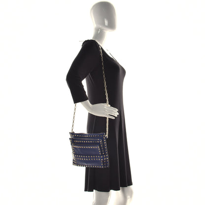 Valentino Garavani Vitello Rockstud Triple Zip Crossbody Bag Blue Delft 2 of 8