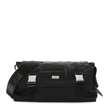 Gucci Canvas Double Buckle Flap Messenger Bag Black 1 of 11