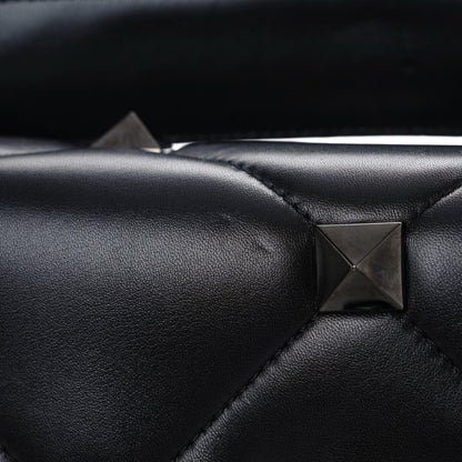 Valentino Garavani Nappa Monochrome Large Roman Stud Shoulder Bag Black 11 of 14