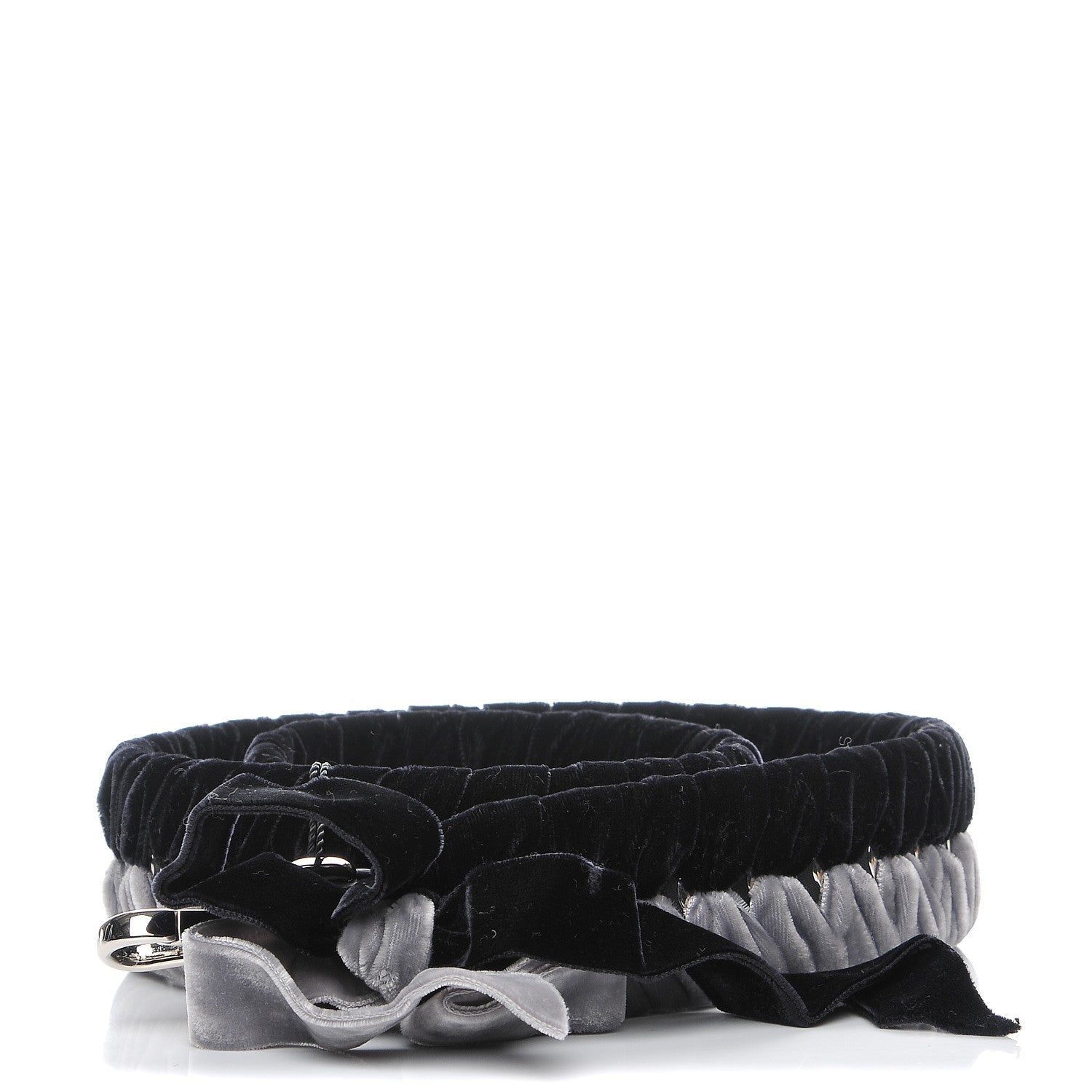 Fendi Velvet Lace Up Strap You Grey Black 1 of 5