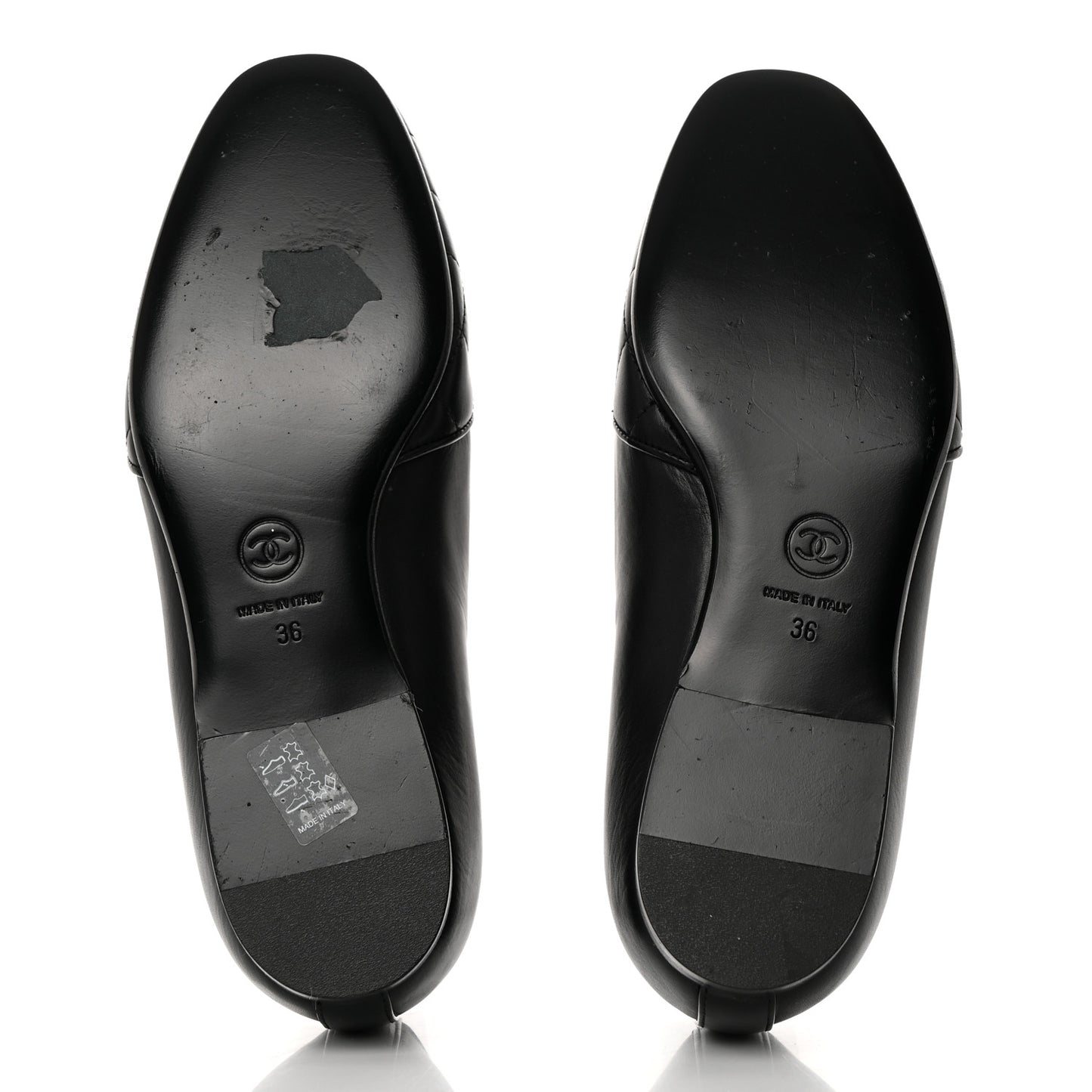 Calfskin Quilted CC Moccasin Loafers 36 Black