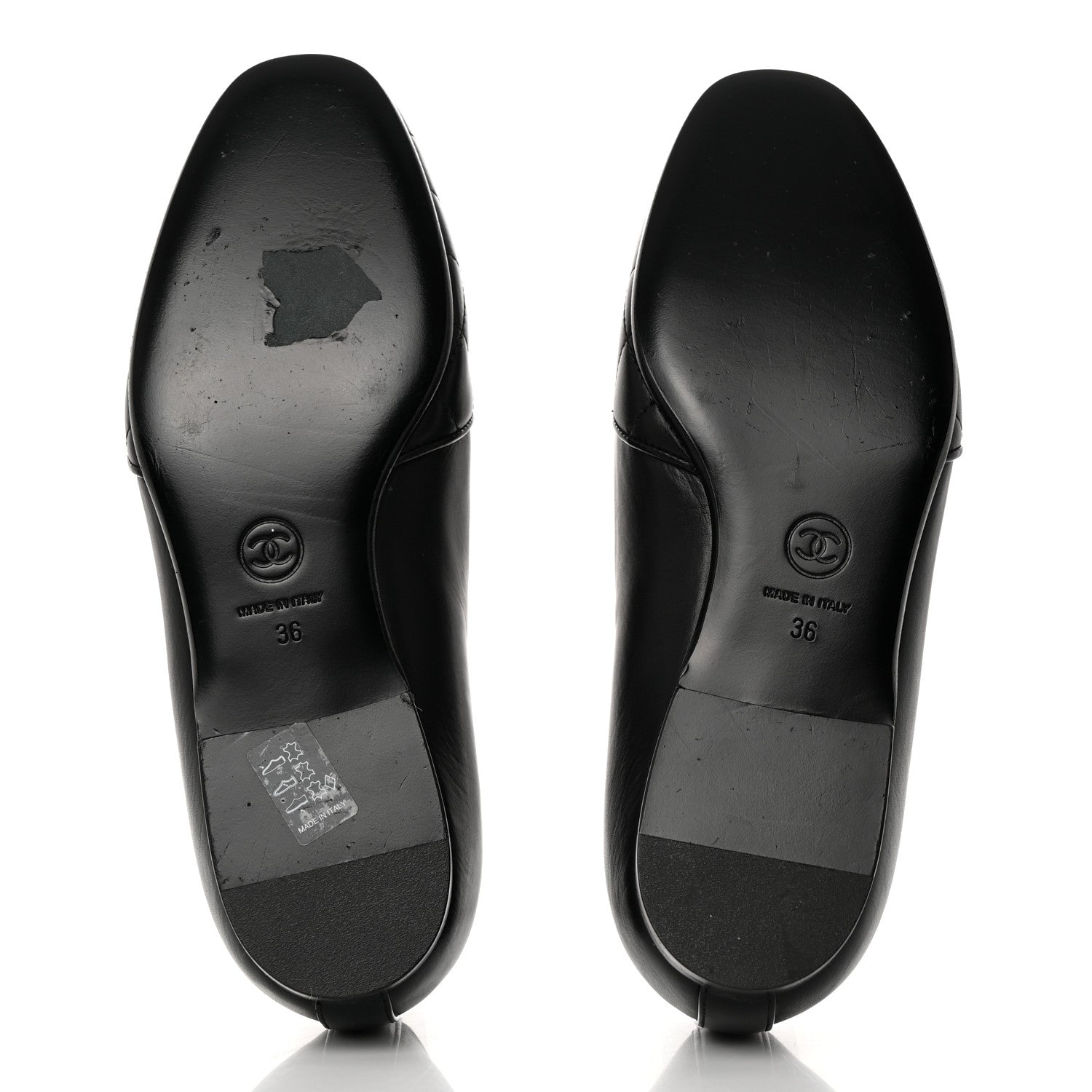 Chanel Calfskin Quilted CC Moccasin Loafers 36 Black 5 of 9
