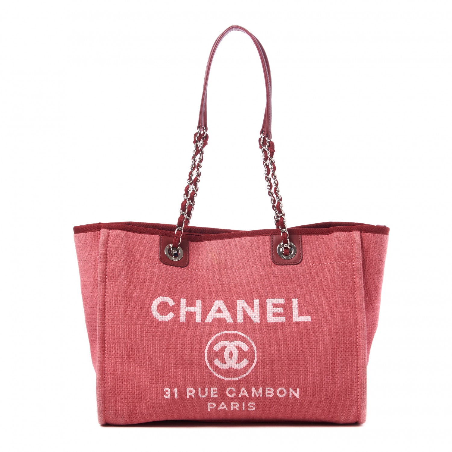 Chanel Canvas Small Deauville Tote Red 11 of 11