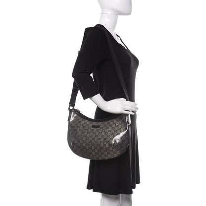 Gucci Crystal Monogram Medium Half Moon Hobo Black 2 of 10