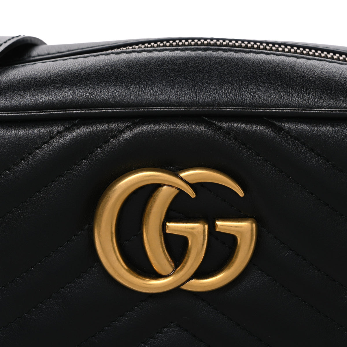 Gucci Calfskin Matelasse Small GG Marmont Chain Shoulder Bag Black 8 of 11