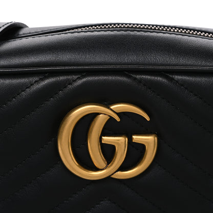 Gucci Calfskin Matelasse Small GG Marmont Chain Shoulder Bag Black 8 of 11