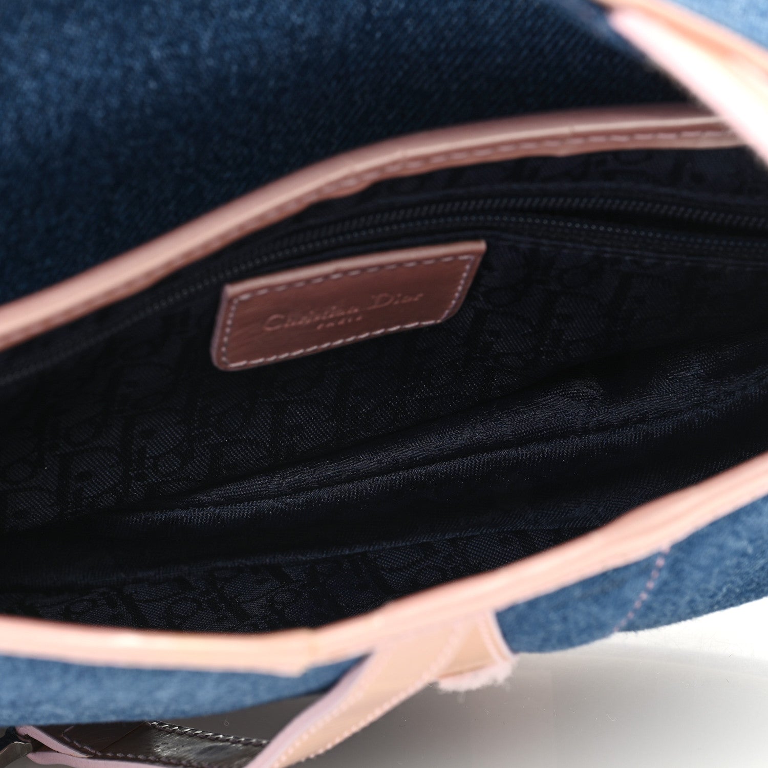 Christian Dior Patent Denim Jeans Saddle Bag Blue Pink 5 of 11