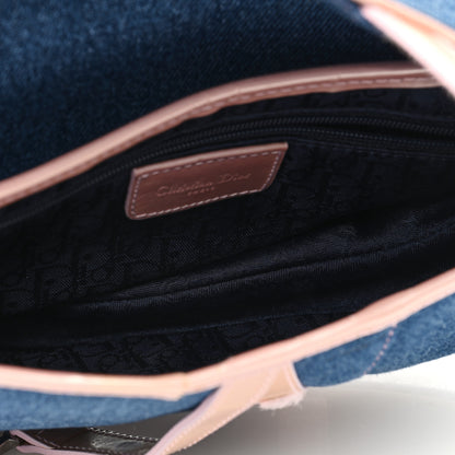Christian Dior Patent Denim Jeans Saddle Bag Blue Pink 5 of 11