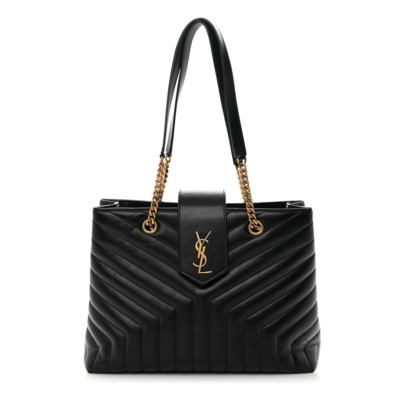 Saint Laurent Calfskin Y Quilted Monogram Large Loulou Shopper Black 1 of 17
