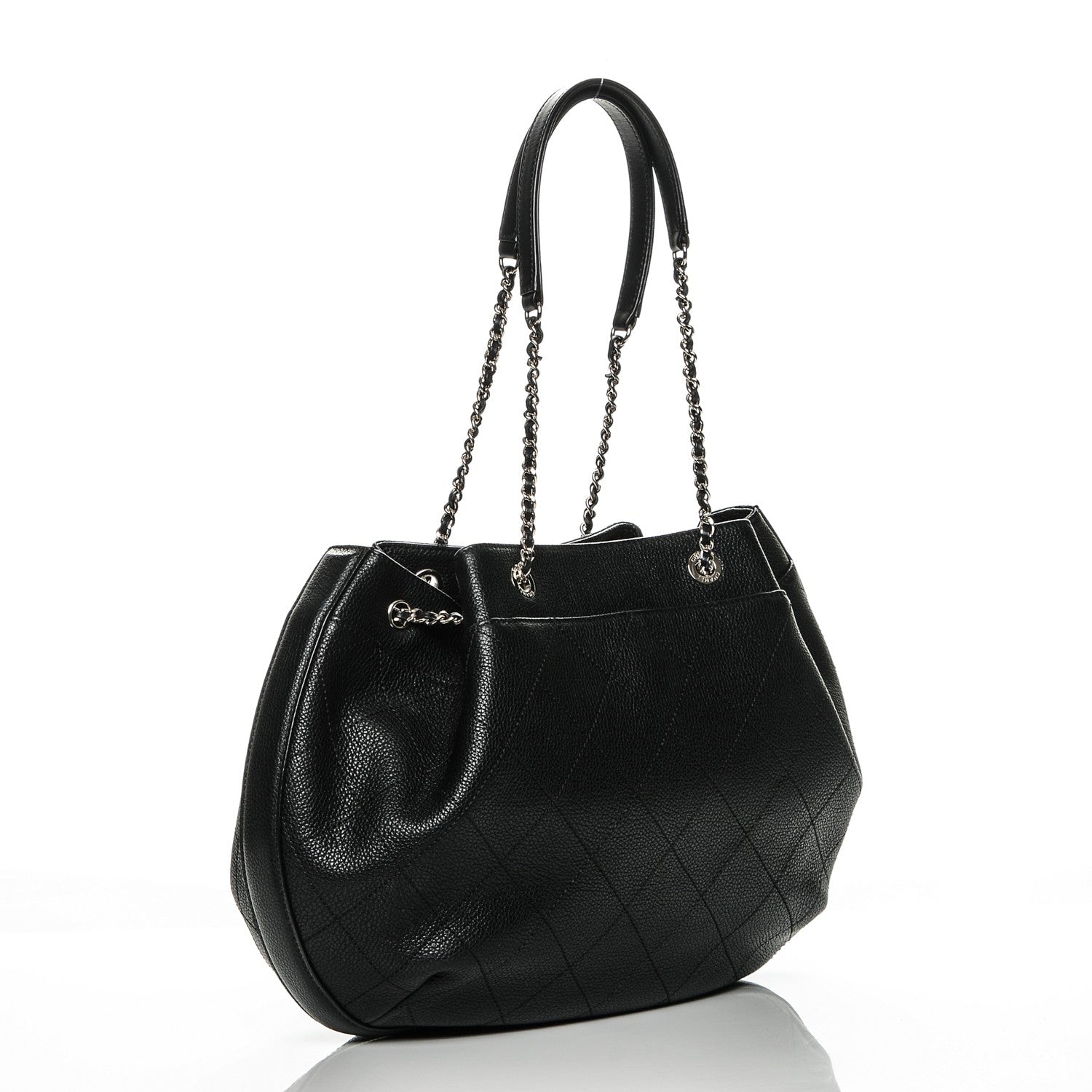 Chanel Grained Calfskin Stitched Accordion Shoulder Bag Black 3 of 7