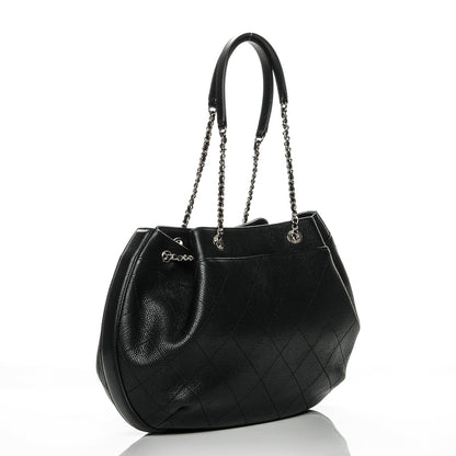 Chanel Grained Calfskin Stitched Accordion Shoulder Bag Black 3 of 7
