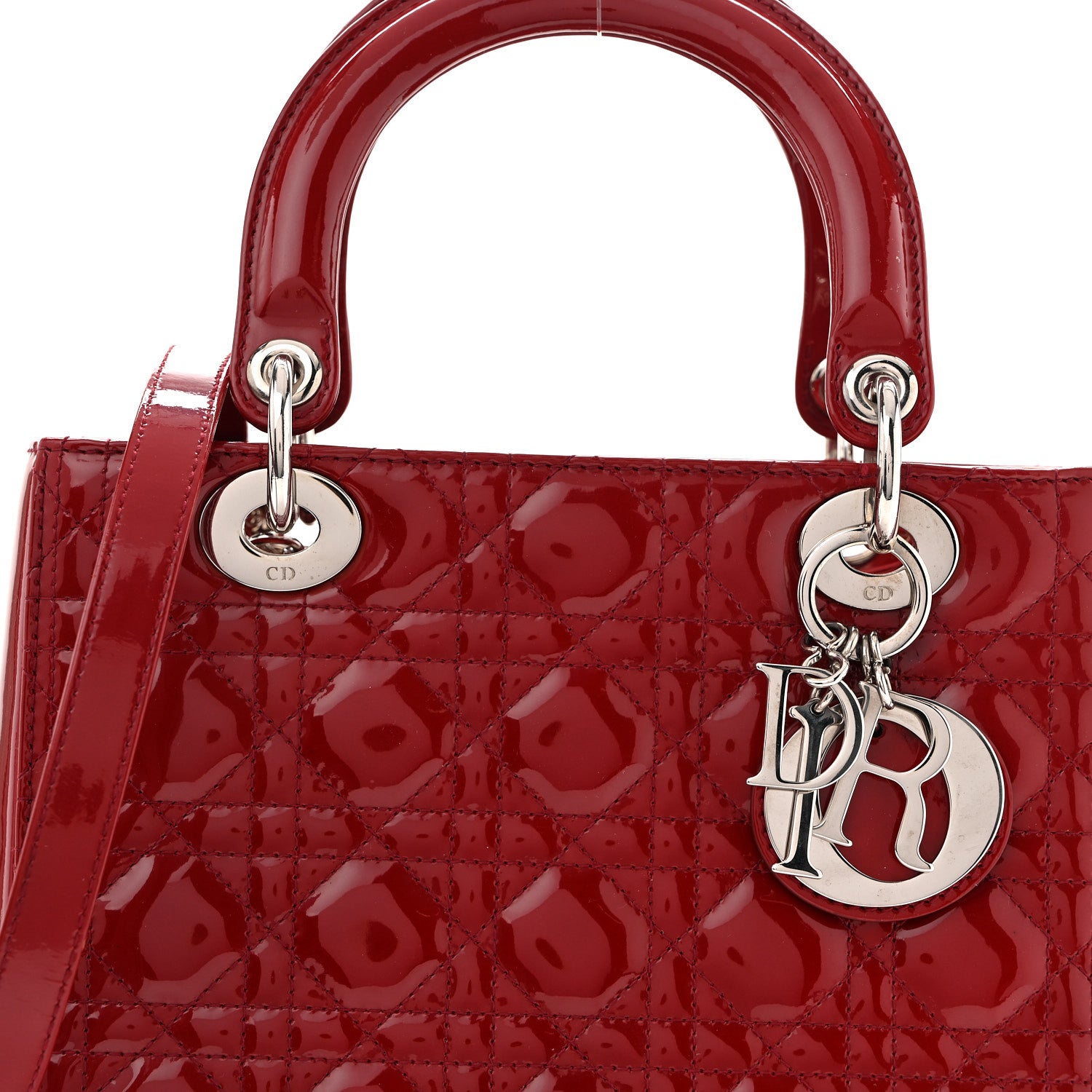 Christian Dior Patent Cannage Medium Lady Dior Red 8 of 14