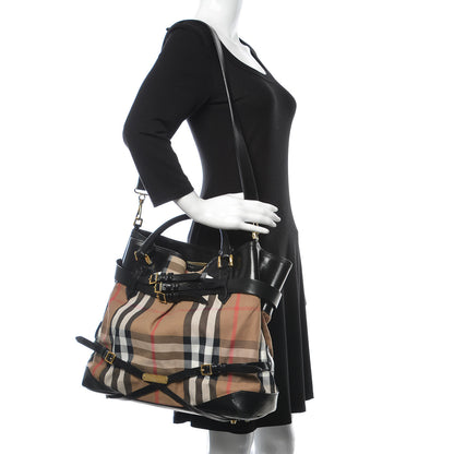 Burberry House Check Bridle Calfskin Large Lynher Tote Black 2 of 14