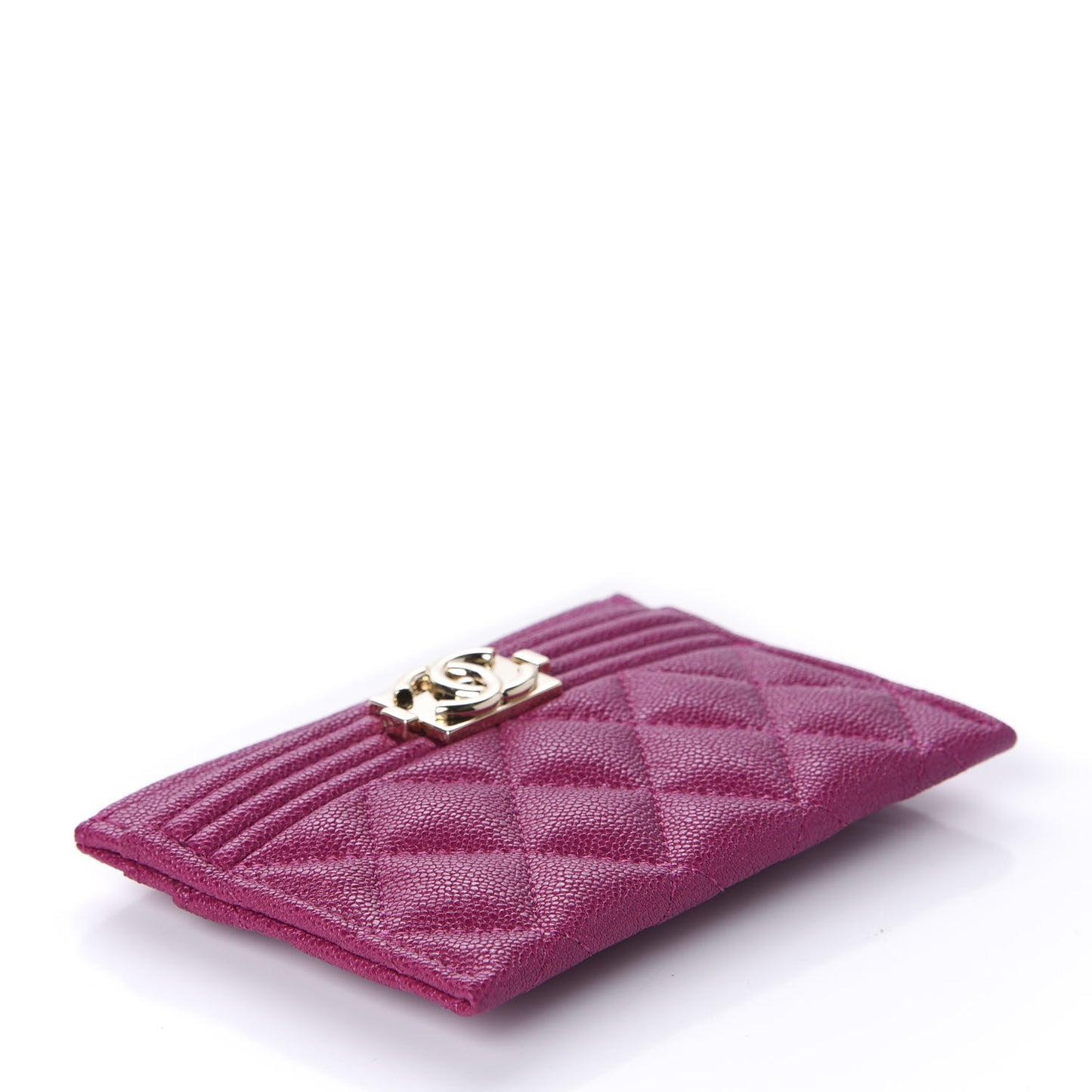 Caviar Quilted Boy Card Holder Fuchsia